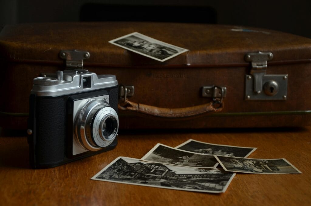 A camera and a suitcase